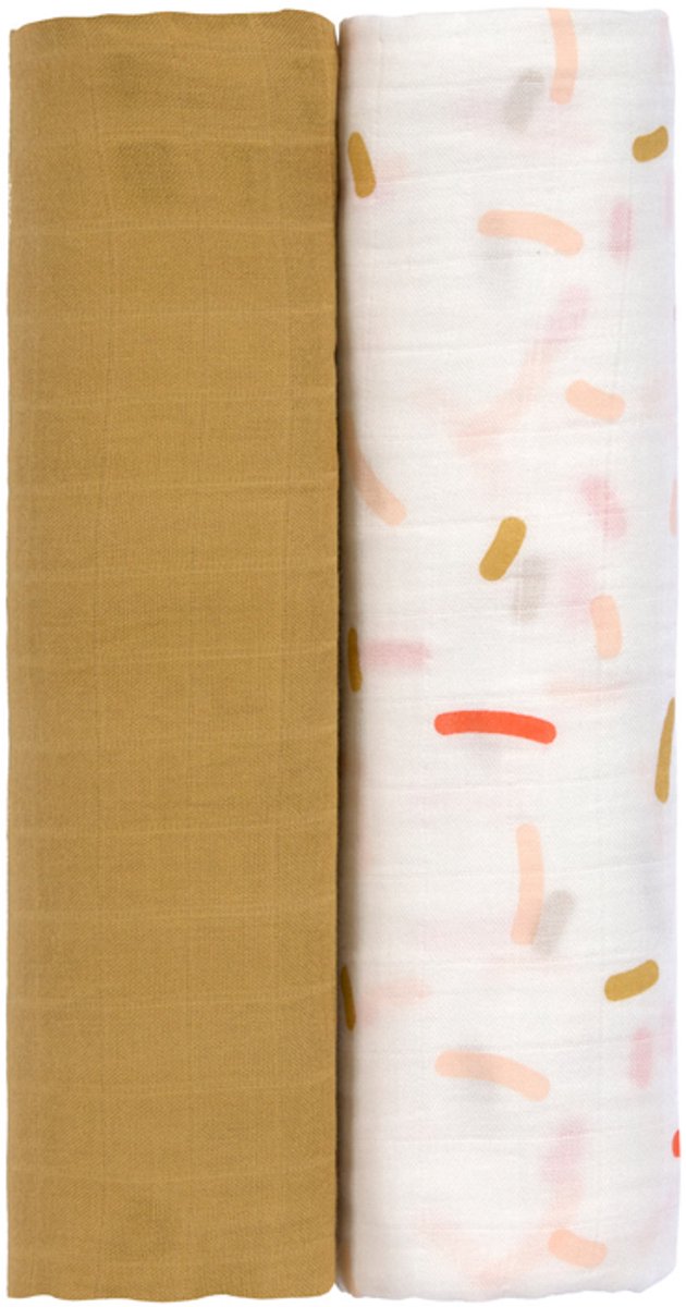 Lässig Hydrofiele luier swaddle doek 120x120cm XL Little Mateys spicy orange 2 stuks van Lässig — afbeelding 4