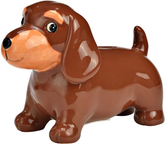 Tirelire enfant/adulte G. Wurm - Thème Animaux Chien Teckel - céramique - marron - 18 x 13 x 9 cm