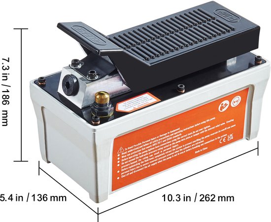 Hydraulische luchtpomp, 10.000 PSI, reservoir van 1/2 gallon, NPT 3/8-inch olie-uitlaat, NPT 1/4-inch inlaat, slang van 6,6 voet, voetbediend, ideaal voor carrosserieframes. — afbeelding 2