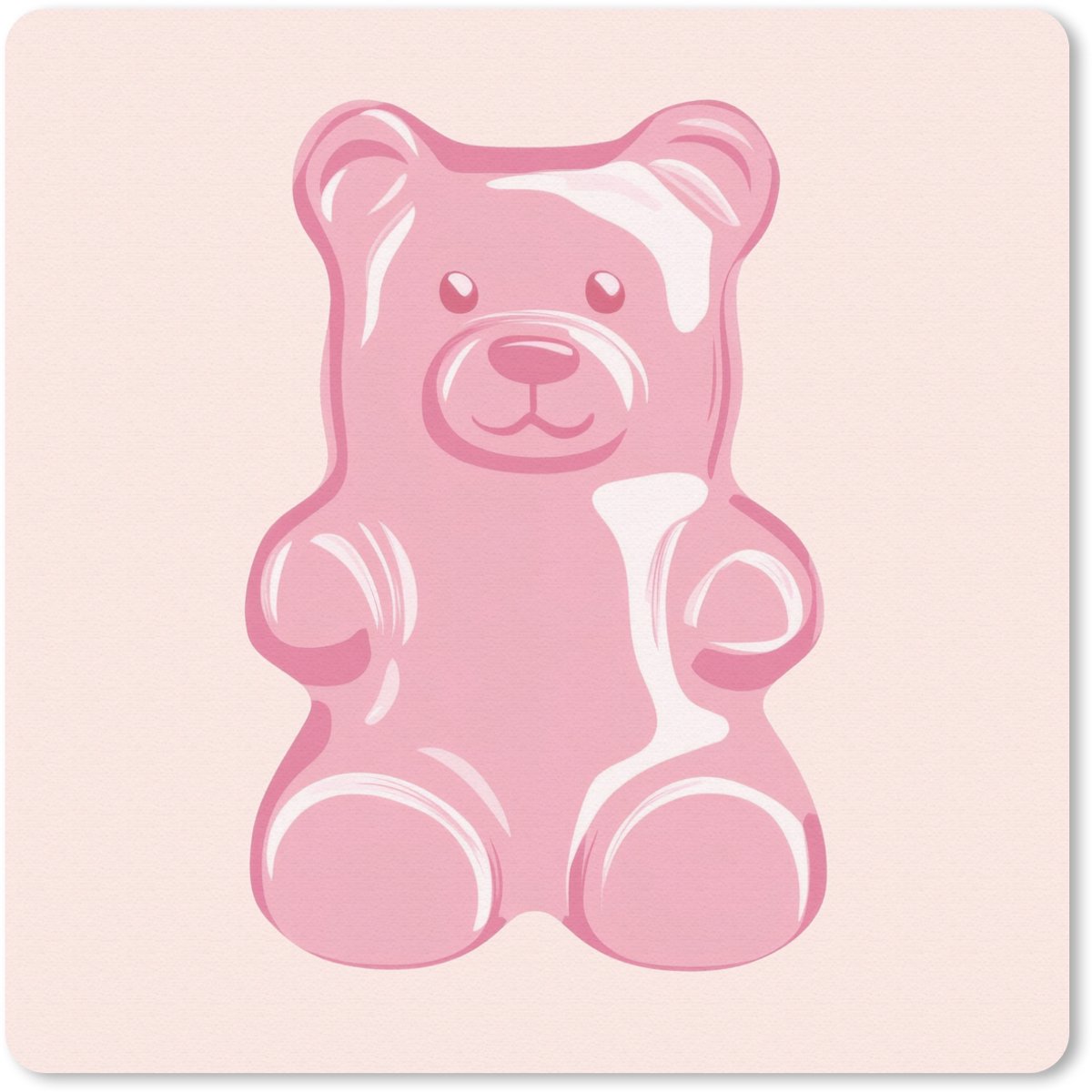 Muismat 20x20 cm - Mousepad Beer - Roze - Snoep - Muismatten