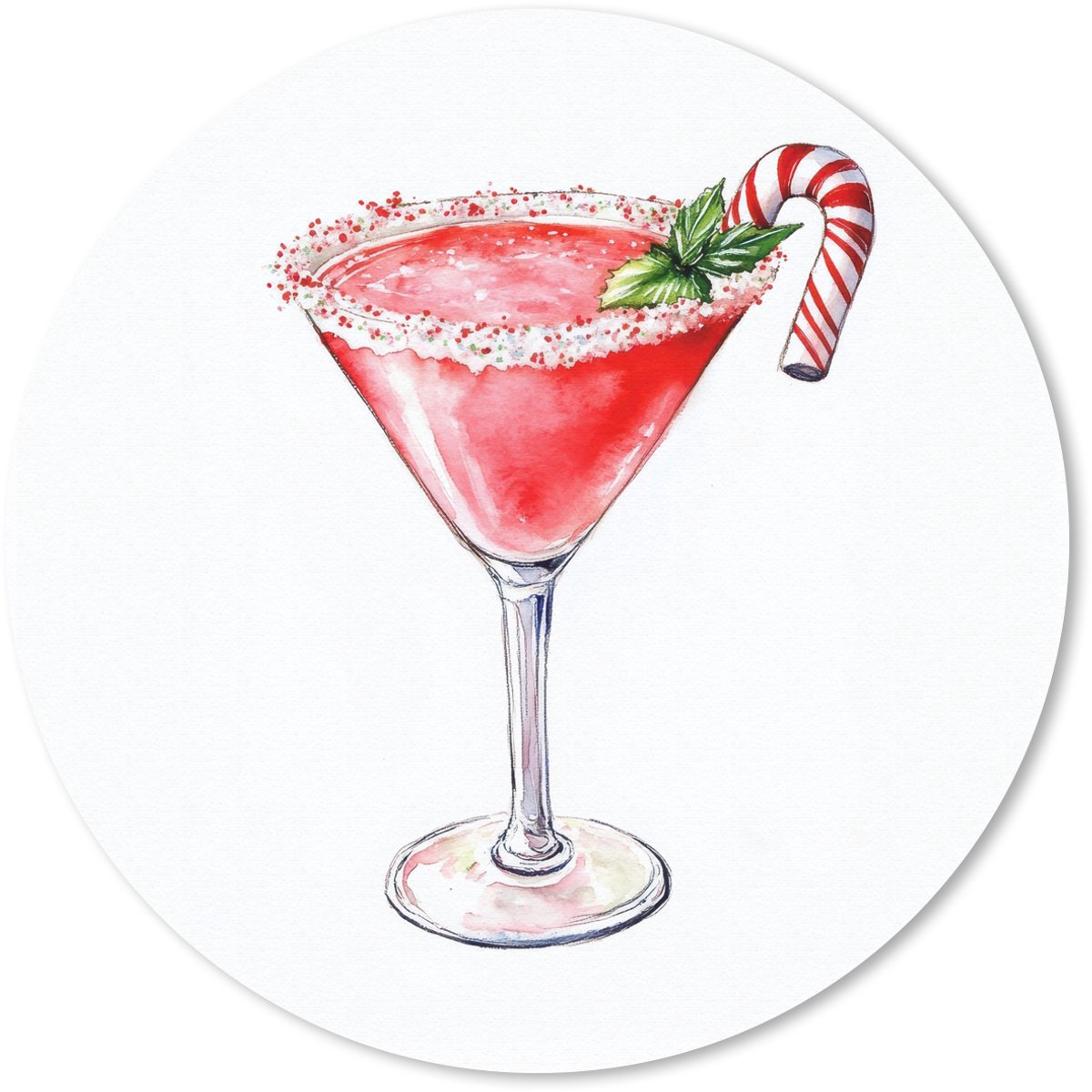 Muismat rond 20x20 cm - Mousepad Cocktail - Drank - Winter - Kunst - Ronde muismatten
