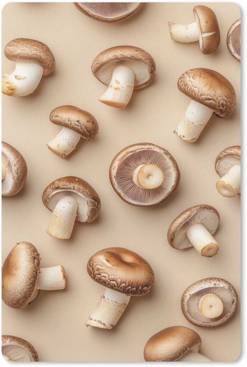 Muismat 18x27 cm - Mousepad Kastanje Champignons - Beige - Muismatten