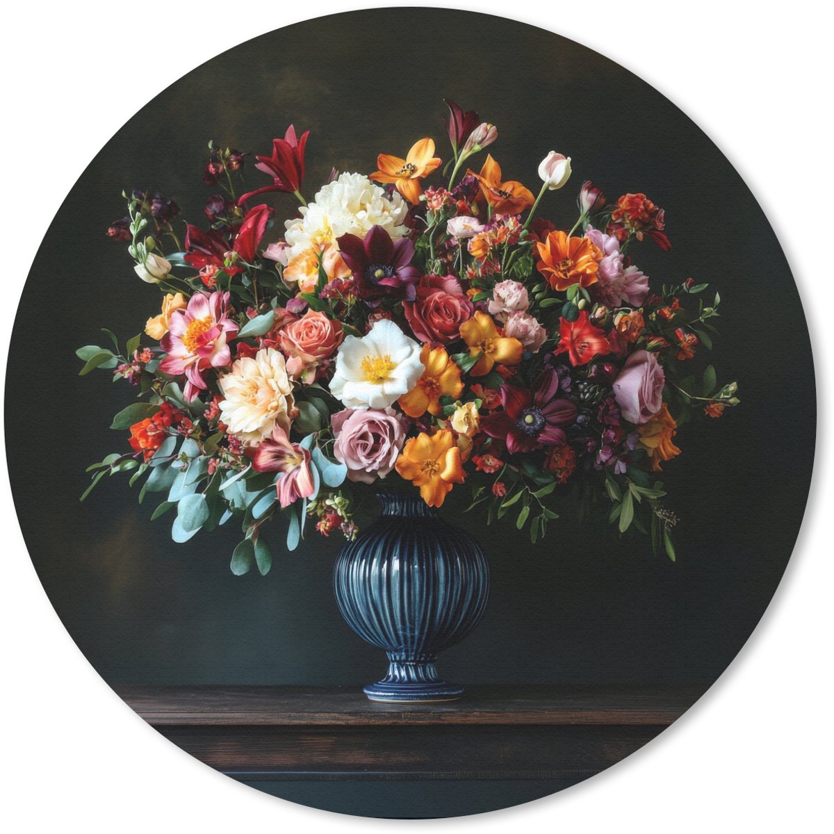 Muismat rond 40x40 cm - Mousepad Groot - Bloemen - Vaas - Boeket - Ronde muismatten