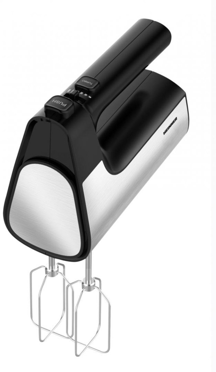 Heinner Handmixer - 500 W - 5 Snelheden + Turbo - RVS Kloppers & Deeghaken - Uitwerpknop - Zwart/RVS van Heinner — afbeelding 2