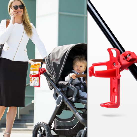 Universele bekerhouder voor fietsen - draaibare bidonhouder - Geschikt voor fietsen, elektrische fietsen, scooters, mountainbikes, racefietsen, kinderwagens - Antislip accessoirebeker met snelsluiting - Drankhouder - Rood — afbeelding 5
