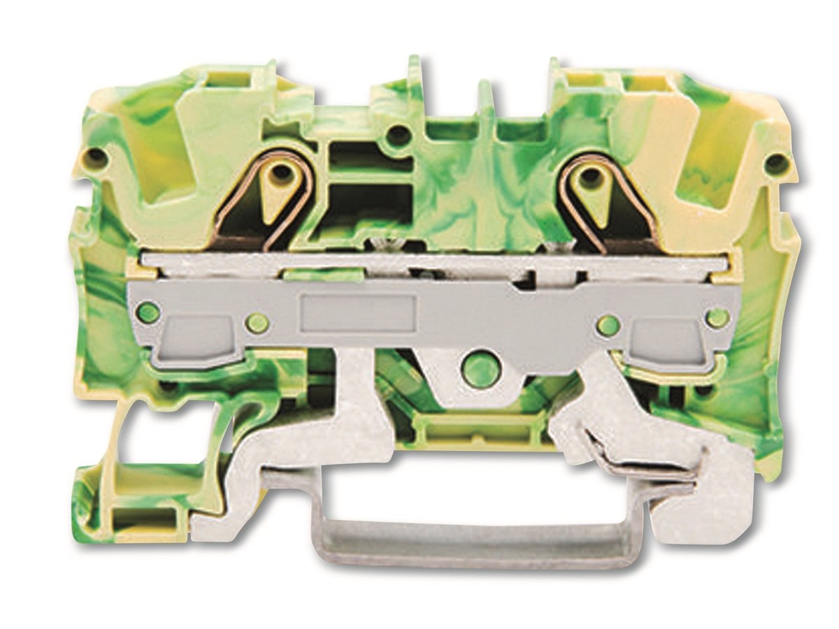 Wago TOPJOB® S 2-draads aardklem; 6 mm²; geschikt voor Ex e II-toepassingen; Markering aan zijkant en in het midden; voor draagrail 35 x 15 en 35 x 7,5; Push-in CAGE CLAMP®; 6,00 mm²; groen-geel
