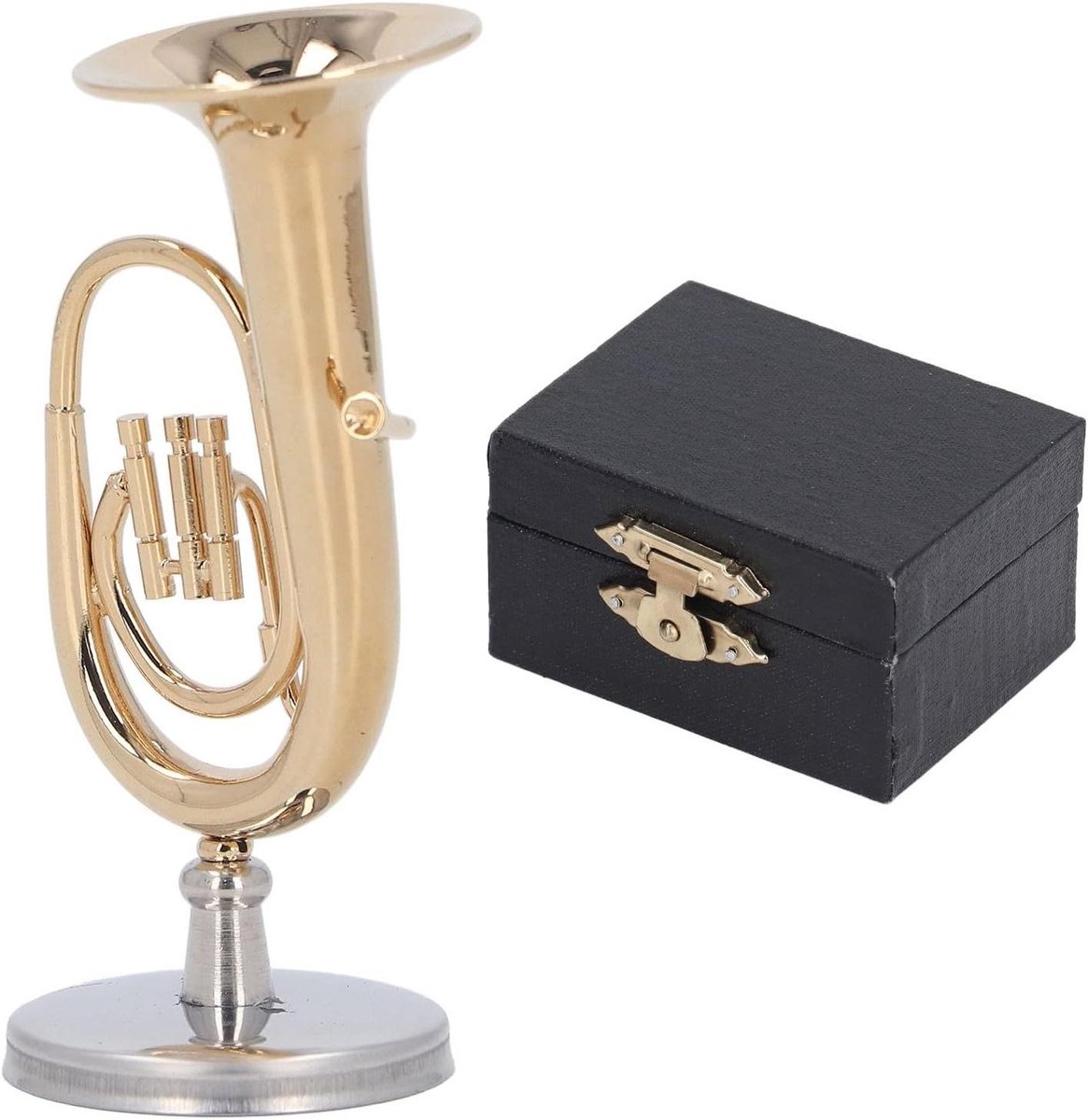 Euphonium Tuba Model Toy - Mini Tuba Model in Gold Plated Finish for Home Music Decoration