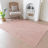 Tapis lavable à poils ras Unyqoos® rose antidérapant pour salon et chambre d'enfant - 60 x 90 cm