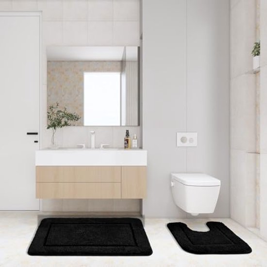 Homaxy Antislip badmatset, 2-delig, zacht, hoogpolig, badkamer-wc-tapijtset, microvezel, badmatset, 2-delig, beige Homaxy Antislip badmatset, 2-delig, zacht, hoogpolig, badkamer-wc-tapijtset, microvezel, badmatset, 2-delig, beige