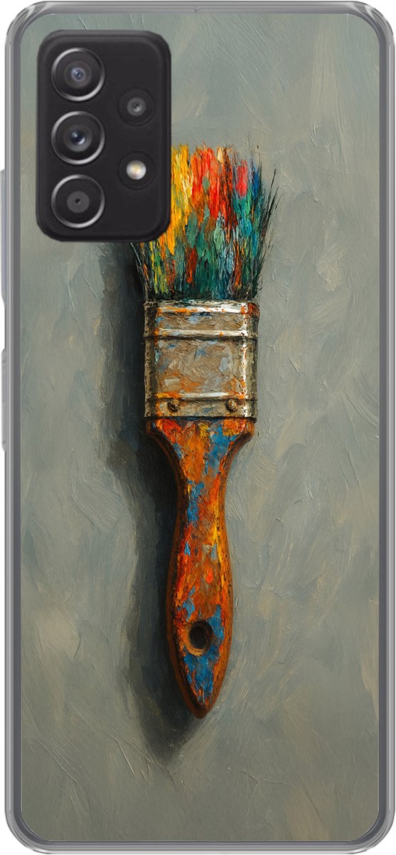 Telefoonhoesje Geschikt voor Samsung Galaxy A53 5G hoesje - Verf - Kwast - Schilderij - Siliconen Telefoonhoesje Telefoonhoesje