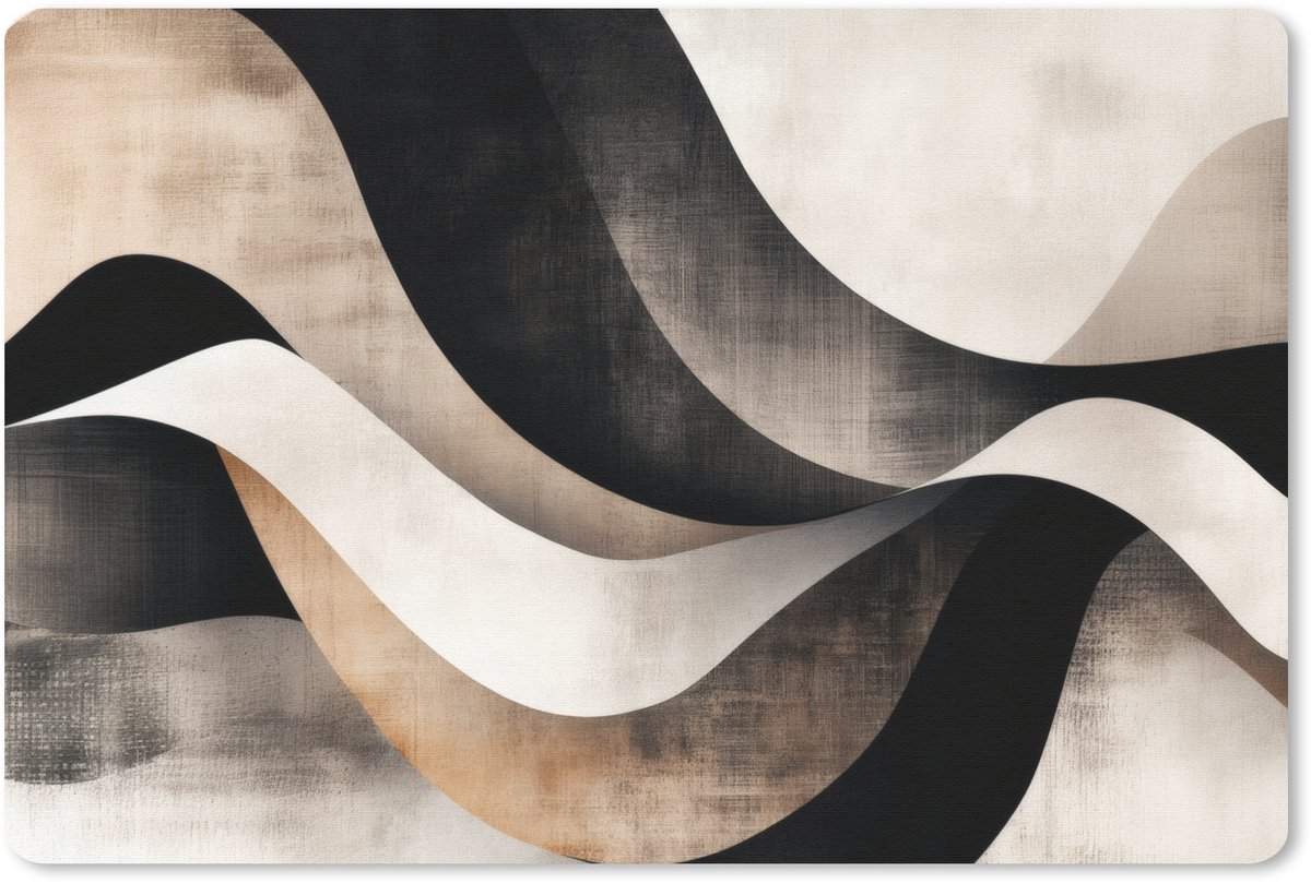 Muismat 27x18 cm - Mousepad Abstract - Golven - Zwart - Verweerd - Muismatten