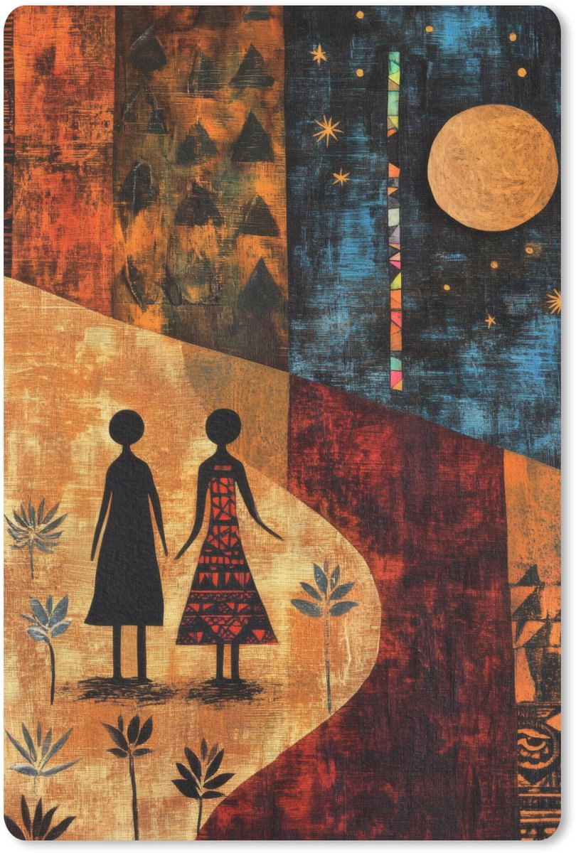 Muismat 18x27 cm - Mousepad Silhouetten - Abstract - Zon - Maan - Muismatten