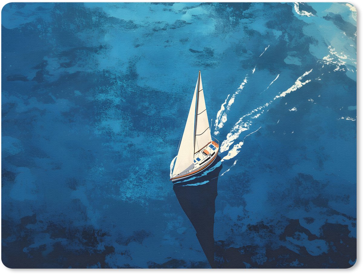 Muismat 23x19 cm - Mousepad Zeilboot - Water - Abstract - Schaduw - Muismatten