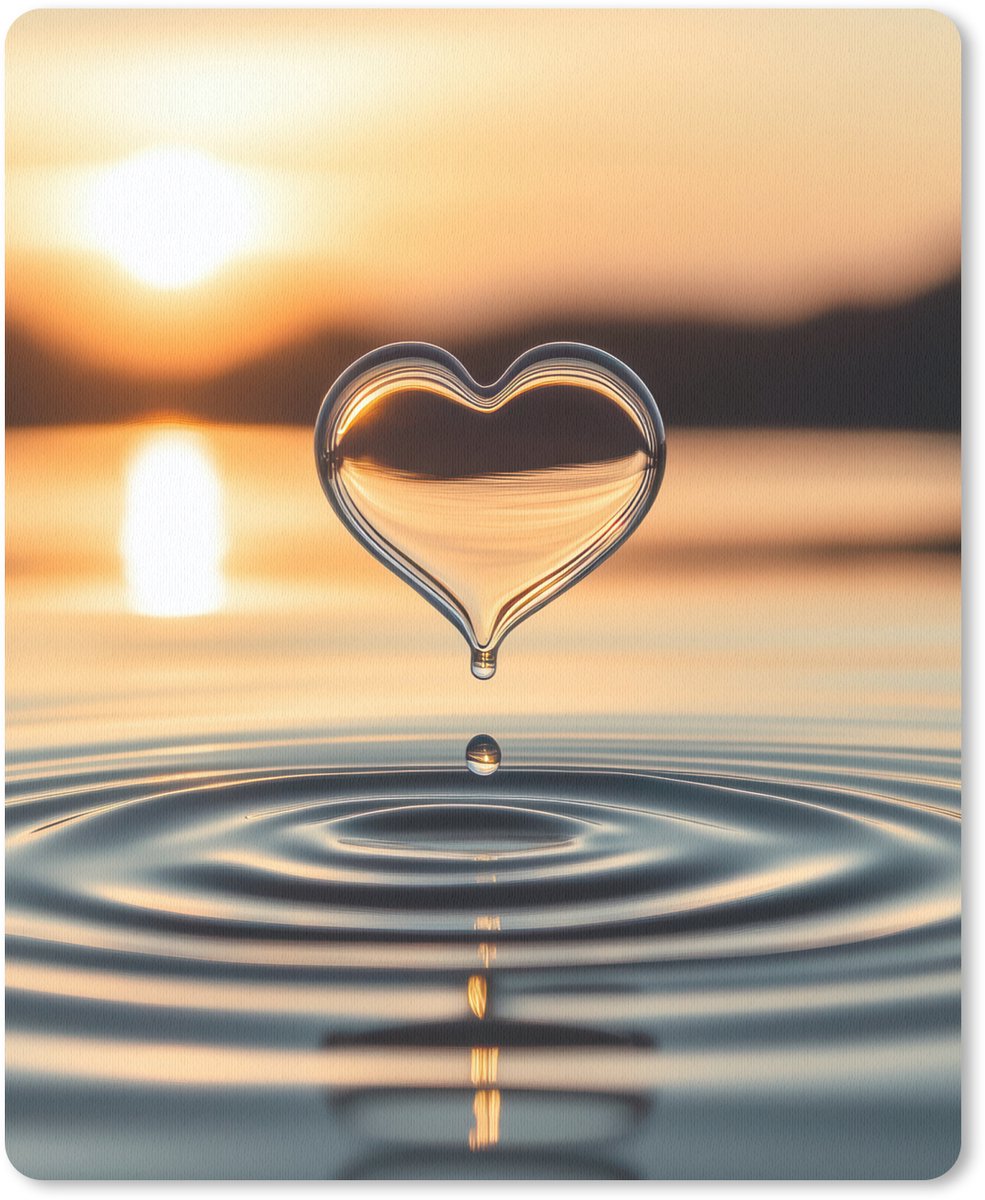Muismat 19x23 cm - Mousepad Hart - Water - Zonsondergang - Natuur - Zen - Muismatten