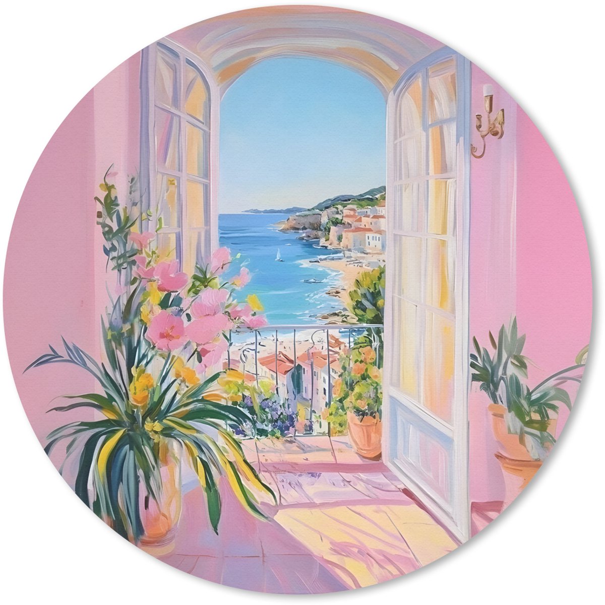 Muismat rond 40x40 cm - Mousepad Roze - Buiten - Verf - Ronde muismatten
