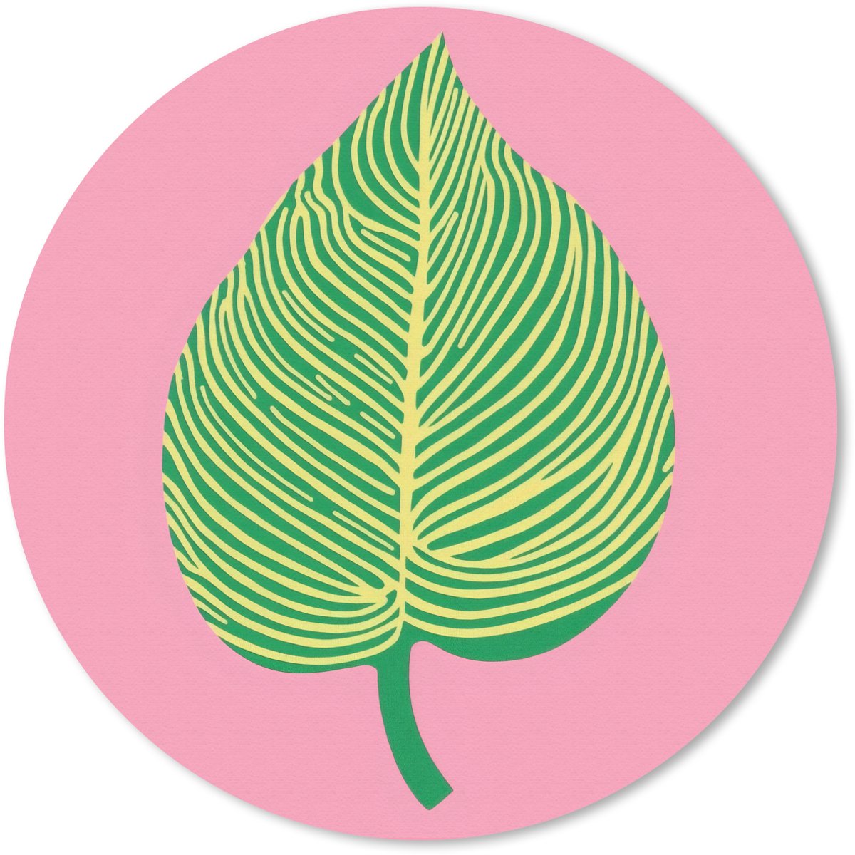Muismat rond 30x30 cm - Mousepad Illustratie - Blad - Minimalistisch - Groen - Ronde muismatten