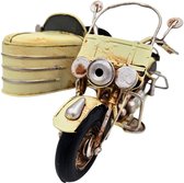 Moto en métal avec décoration side-car - modèle de moto en étain vintage - décoration d'intérieur rétro pour mancave, bureau ou vitrine