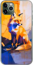 Telefoonhoesje Geschikt voor iPhone 11 Pro Max hoesje - Vos - Oranje - Vormen - Abstract - Siliconen Telefoonhoesje Telefoonhoesje