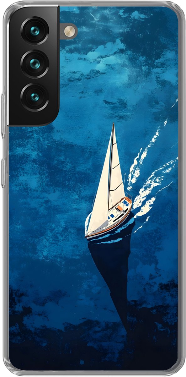 Telefoonhoesje Geschikt voor Samsung Galaxy S22 Plus hoesje - Zeilboot - Water - Abstract - Schaduw - Siliconen Telefoonhoesje Telefoonhoesje