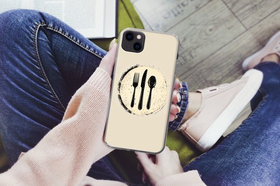 Coque de téléphone compatible avec iPhone 13 mini - Zwart - Couverts - Rond - Coque de téléphone en Siliconen Coque de téléphone