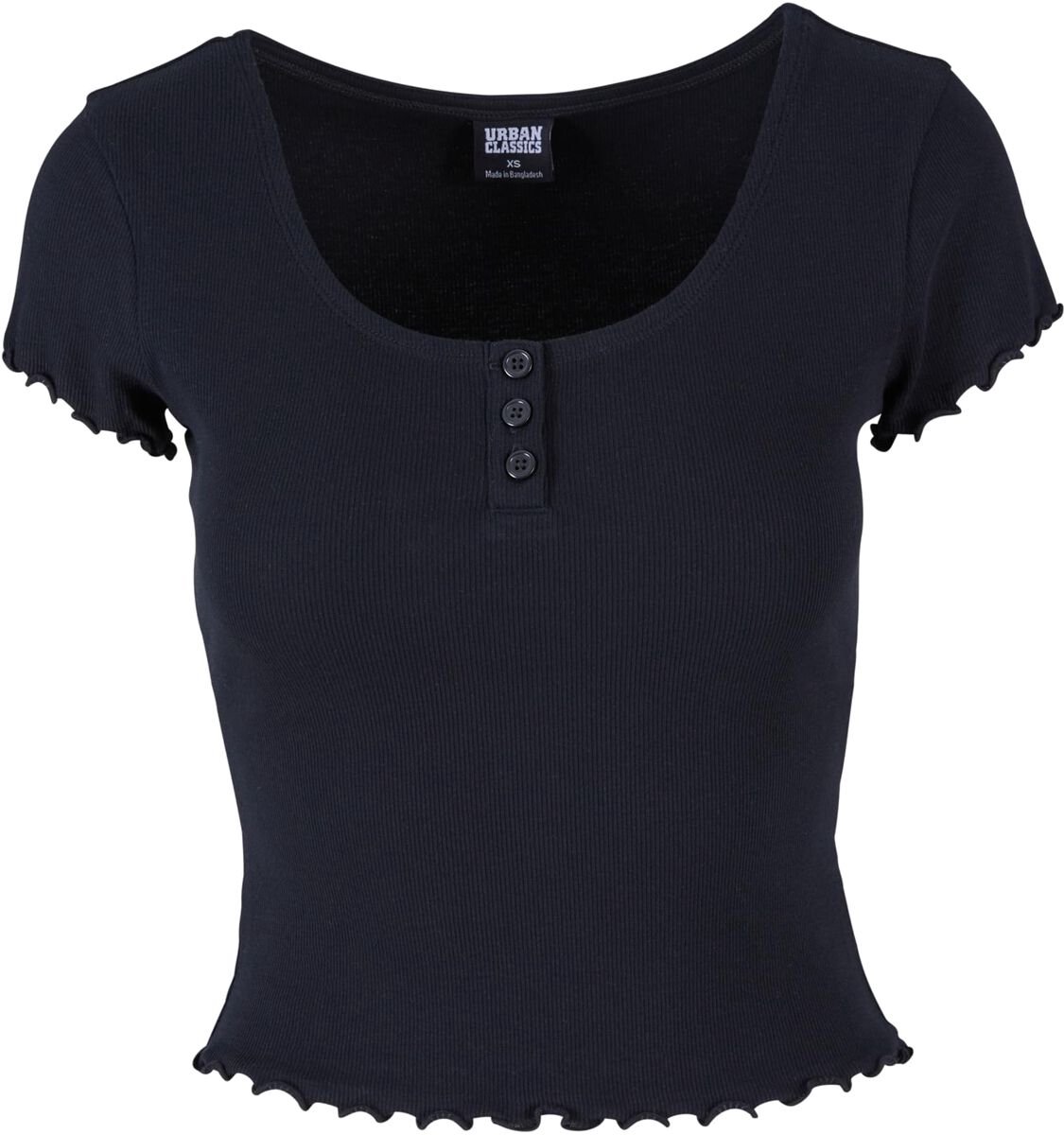 Urban Classics Rib Babylock Tee Dames T-shirt – 3XL Zwart