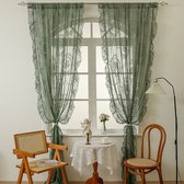 Bol.com REFTTENW Set Van 2 Boho Vitrage Gordijnen Kanten Geborduurde Vitrage Met Volant RandenBoho Gordijnen Vitrage Met Plooiba... aanbieding