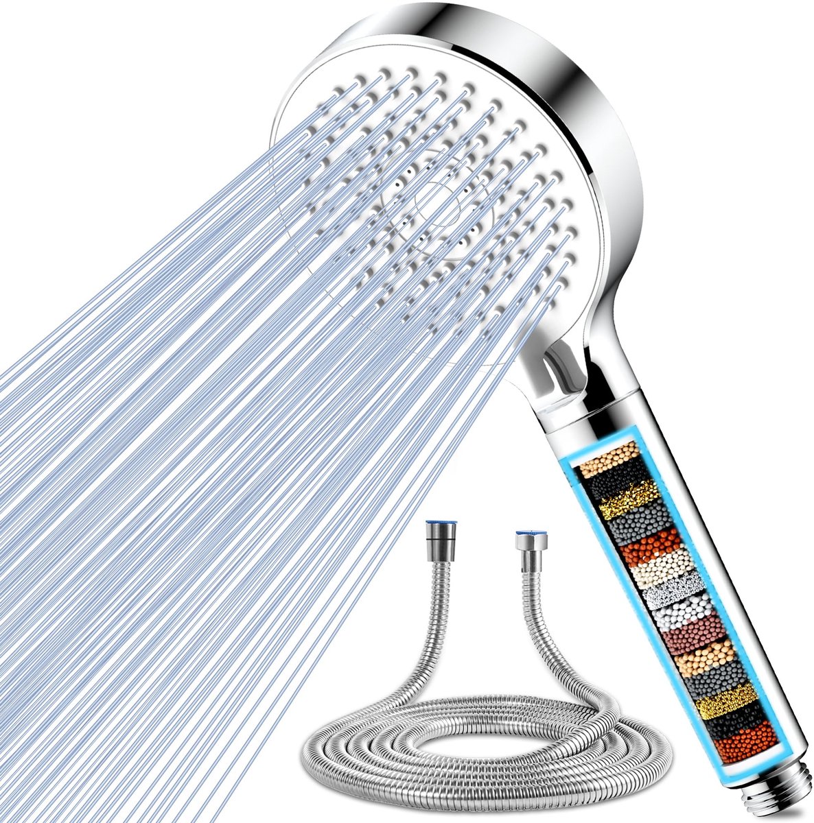 Ibenzoa® Geavanceerde Douchekop met Multifunctionele Filtersysteem en 5 Straalsoorten voor Efficiënt Douchen