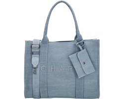 Charm London Bond Laptoptas 15,6 inch - Shopper - Schoudertas - Laptopvak - Denim - Spijkerstof - Dames Tas - Lichtblauw