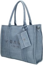 Sacoche pour ordinateur portable Charm London Bond 15,6 pouces - Cabas - Sac bandoulière - Compartiment pour ordinateur portable - Denim - Tissu denim - Bleu clair