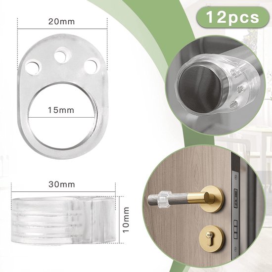 LouMaxx Deurklinkbuffer 12 Delige Set Transparante Deurstopper Klink Deurklink Buffer Deurgreep Stopper Bescherming Eenvoudig En Snel Gemonteerd Ter Tegen Beschadigingen Aan Muren Meubels 601373148