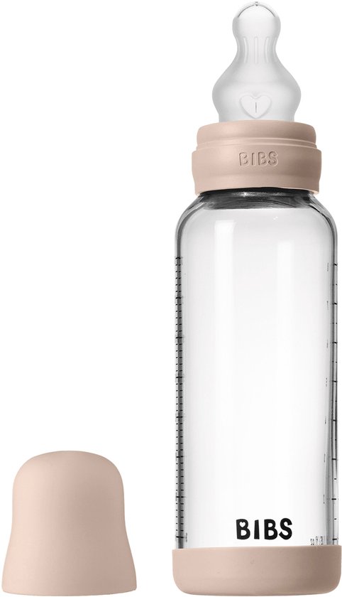 BIBS - Glass Baby Bottle Round Siliconen Medium Flow - 240ml