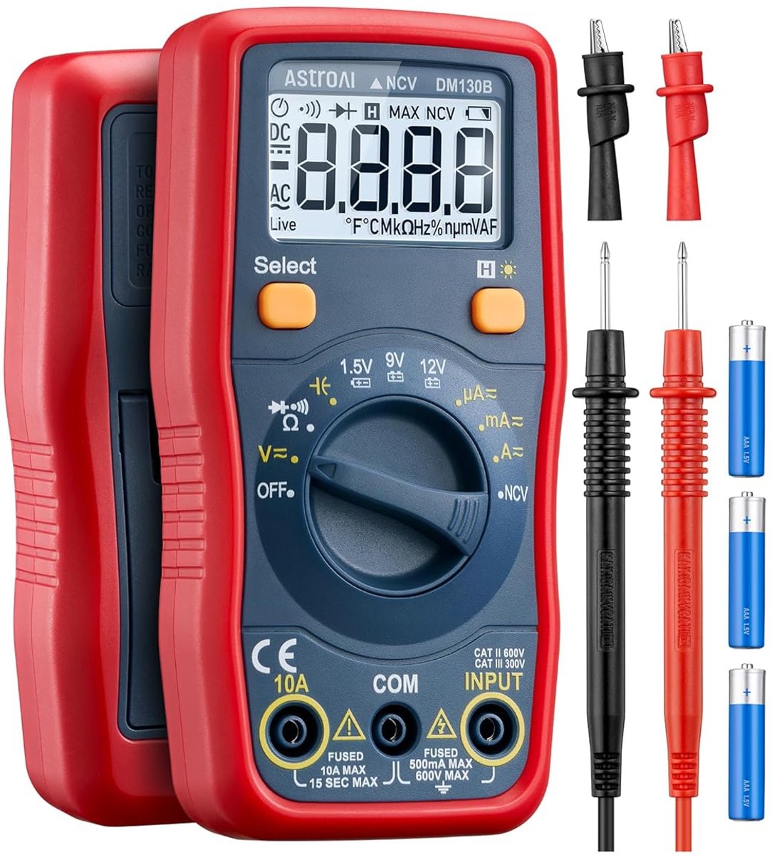 Digitale Multimeter 4000 Counts - Professionele Voltmeter en Tester voor AC/DC Stroom en Spanning, Weerstand en Diode Test