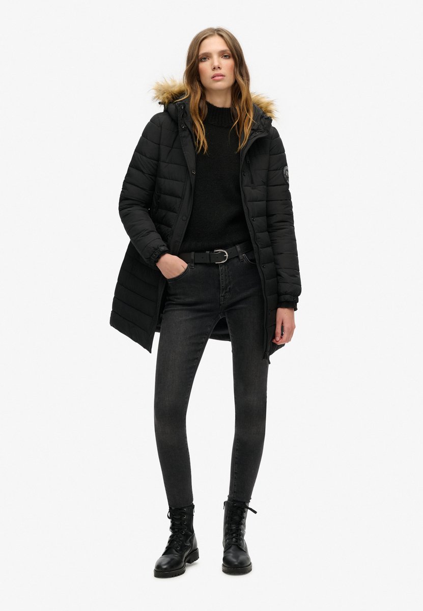 Superdry Halflange Fuji pufferjas met capuchon Dames Gewatteerde jassen Zwart