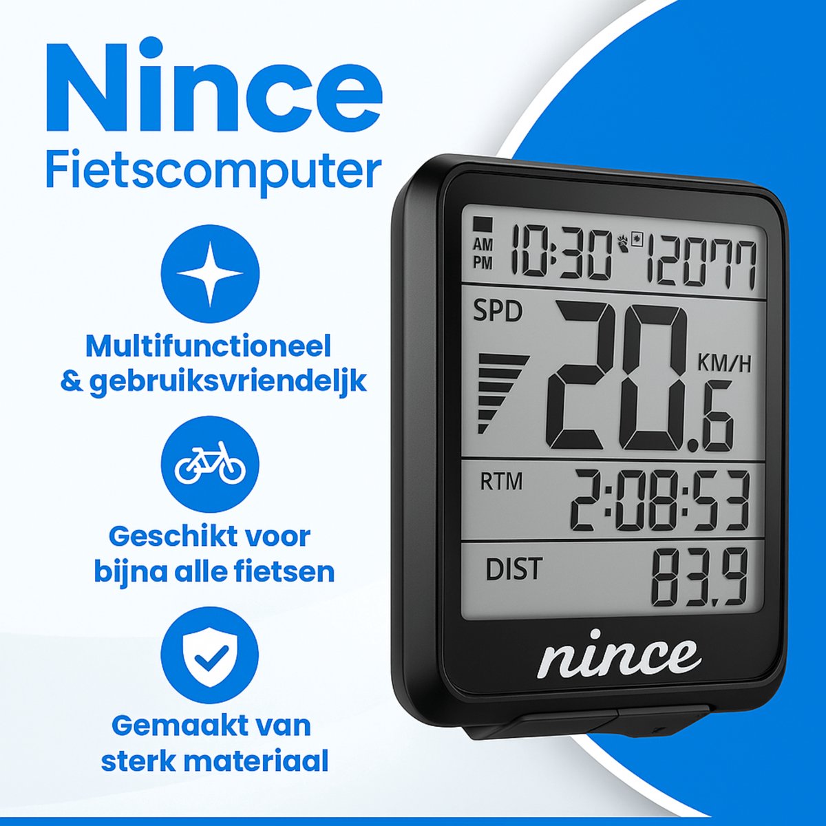 Nince Fietscomputer - Waterdicht & Draadloos thumbnail 2