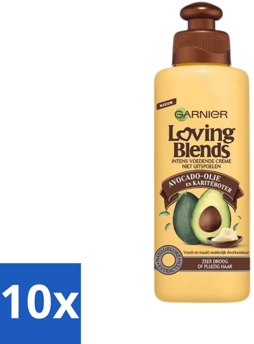 Garnier - Loving Blends - Leave-In Crème - Avocado Olie & Shea Boter - Zeer Droog & Pluizig Haar - 200 ml - Bulkverpakking - 10 stuks