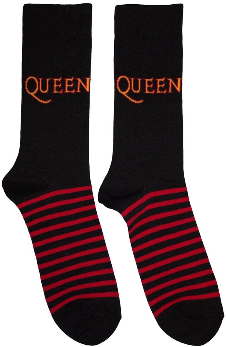 Queen - Logo & Stripes Enkelsokken - Zwart
