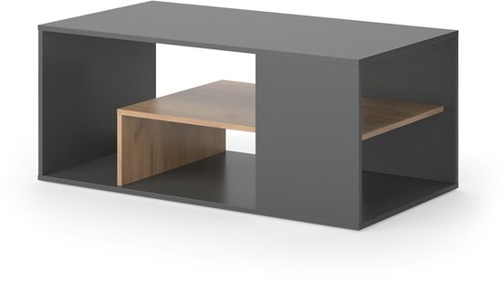 Table basse Vicco Edgar – 110 x 59 cm Chêne anthracite/doré