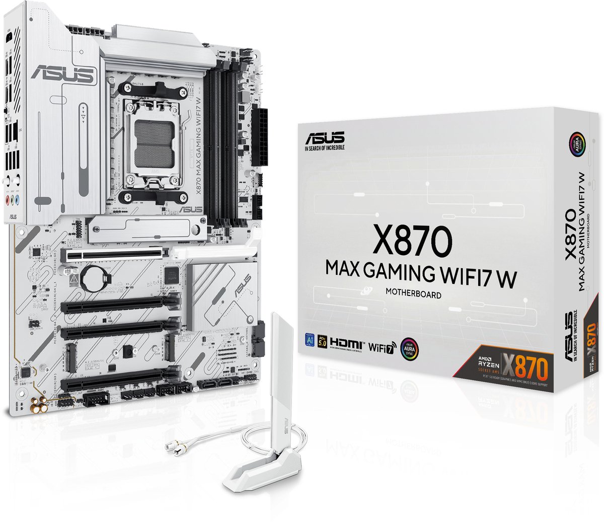 ASUS X870 MAX GAMING WIFI7 W - Moederbord - Socket AM5 - ATX - AMD X870 chipset