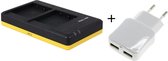 Huismerk Duo lader voor 2 camera accu's Panasonic DMW-BLG10 + handige 2 poorts USB 230V adapter