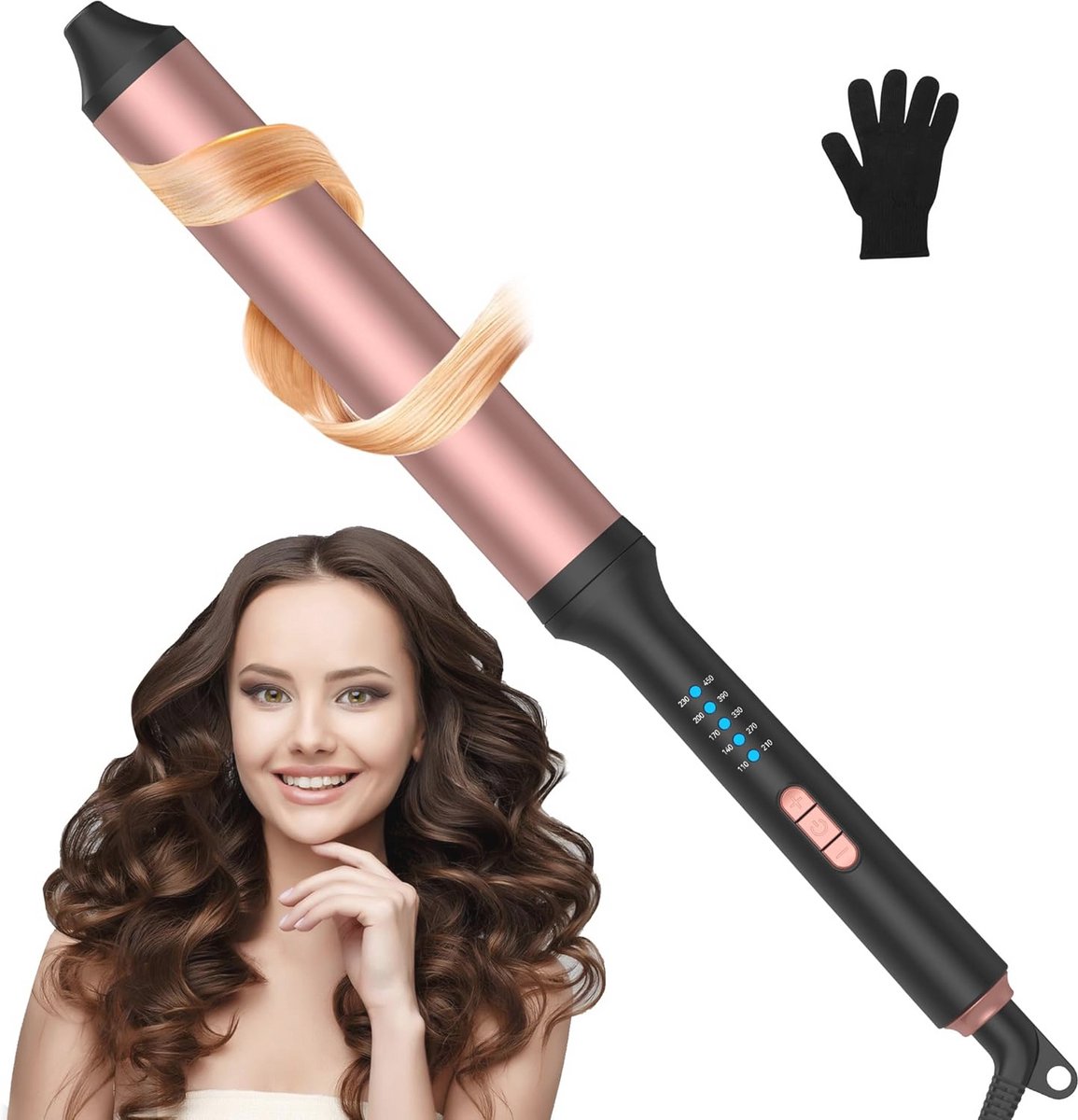 Dunne krultang 36 mm voor strakke krullen - 110-230 °C, professionele keramische stijl voor lang haar