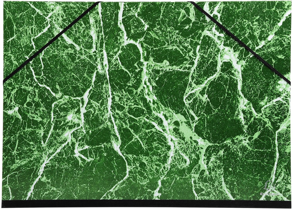 Exacompta 10x Tekenmap gemarmerd vernist papier met elastieken 37x52 - 1/2 raisin - Groen - 635E