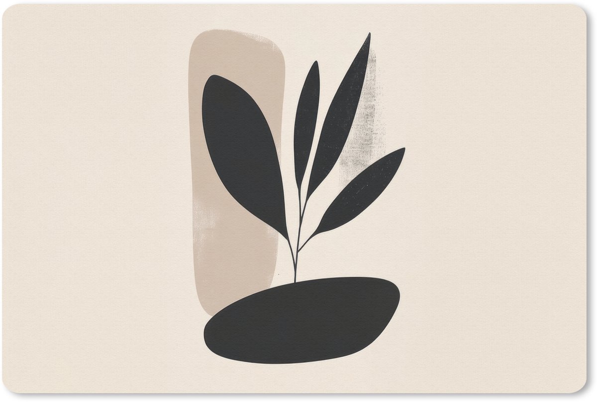 Muismat 27x18 cm - Mousepad Plant - Beige - Japandi - Muismatten