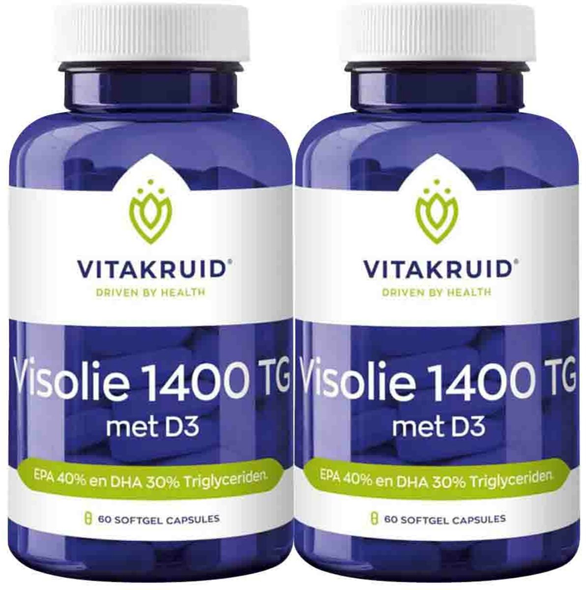 Vitakruid - Visolie 1400 TG Met D3 - 2 x 60 capsules - Voordeelverpakking