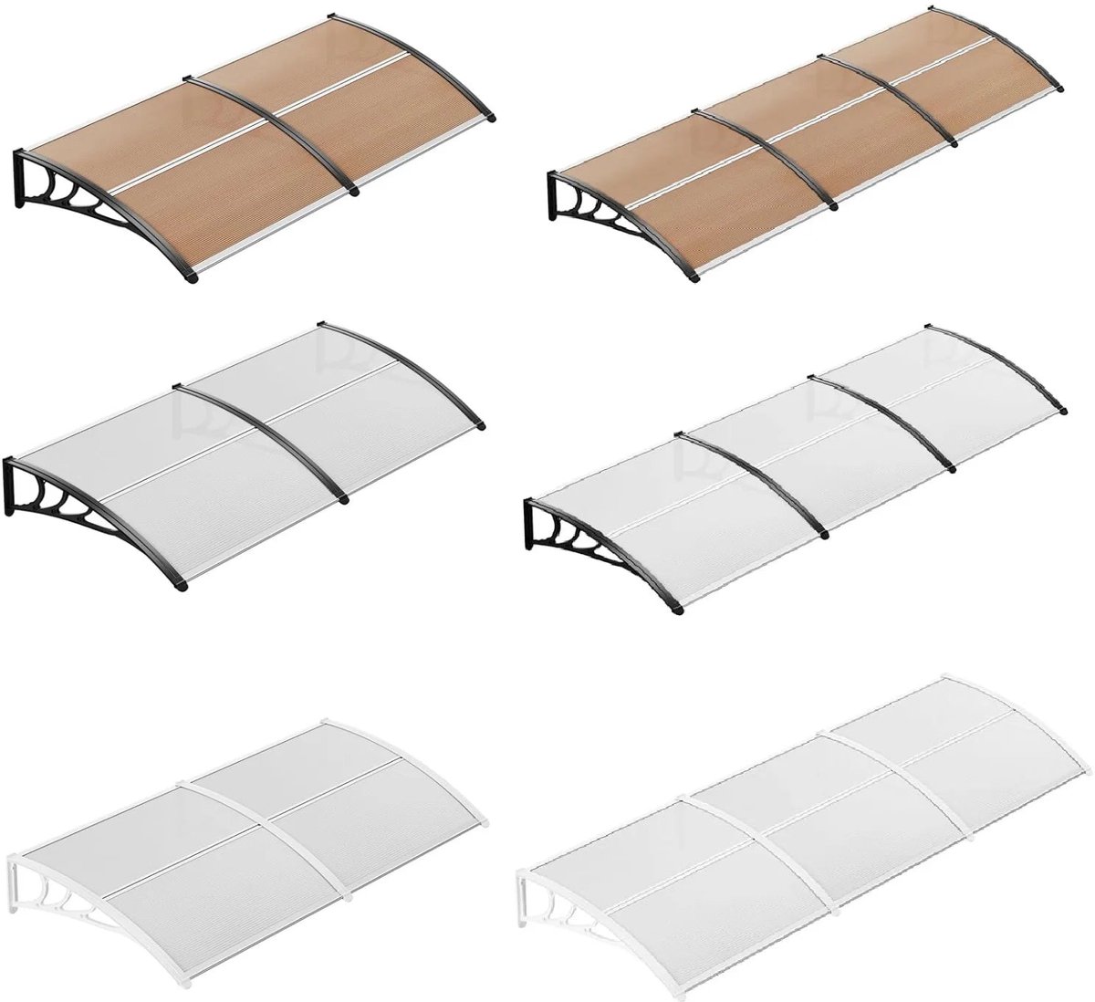 Deurluifel - Weerbestendige - Polycarbonaat Overkapping - Sterke ABS Beugels - Voor Deur - Raam - en Balkon - Efficiënte Waterafvoer - 270x98.5cm - Wit