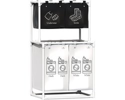 Wasmand 4 vakken - Dubbellaags wassorteerder - 210 l
