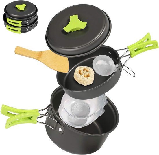 2 pcs paslanmaz çelik pişirme pot set kamp tencere açık yürüyüş için packpacking