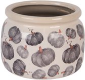 Clayre & Eef Pot de fleurs Ø 20x15 cm Beige Gris Céramique Citrouille