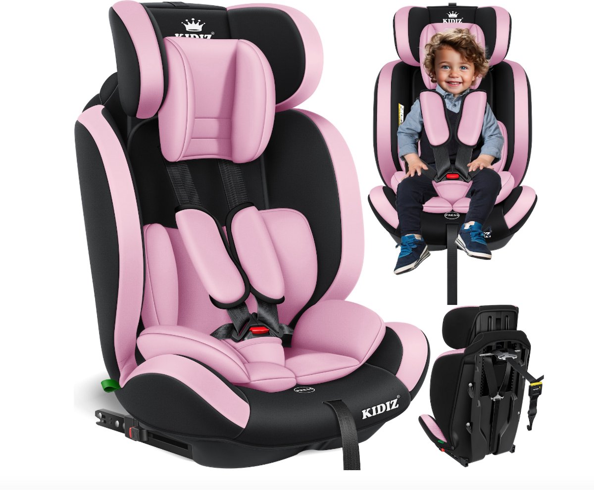 KIDIZ Premium Kinderautostoel Groep 1+2+3, 9-36 kg, 5-punts veiligheidsgordel, auto