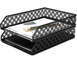 PolkaHome Brievenbakjes 2 stuks - Stapelbare Papiersorteerder, Bureau-organizer en Archieflade voor Kantoor, School of Thuisstudie - Zwart