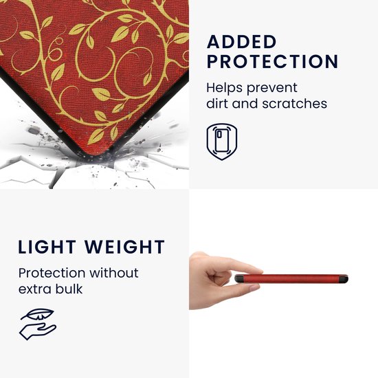 kwmobile e-reader hoesje geschikt voor Kobo Libra Colour hoes - E reader flip case met magnetische sluiting - Ereader cover - Sprookjesboek design in geel / oranje / rood van Merkloos — afbeelding 4